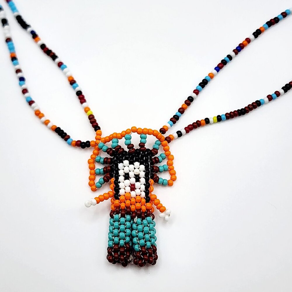 Southwest Native American-Style Kachina Figural Seedbead Necklace